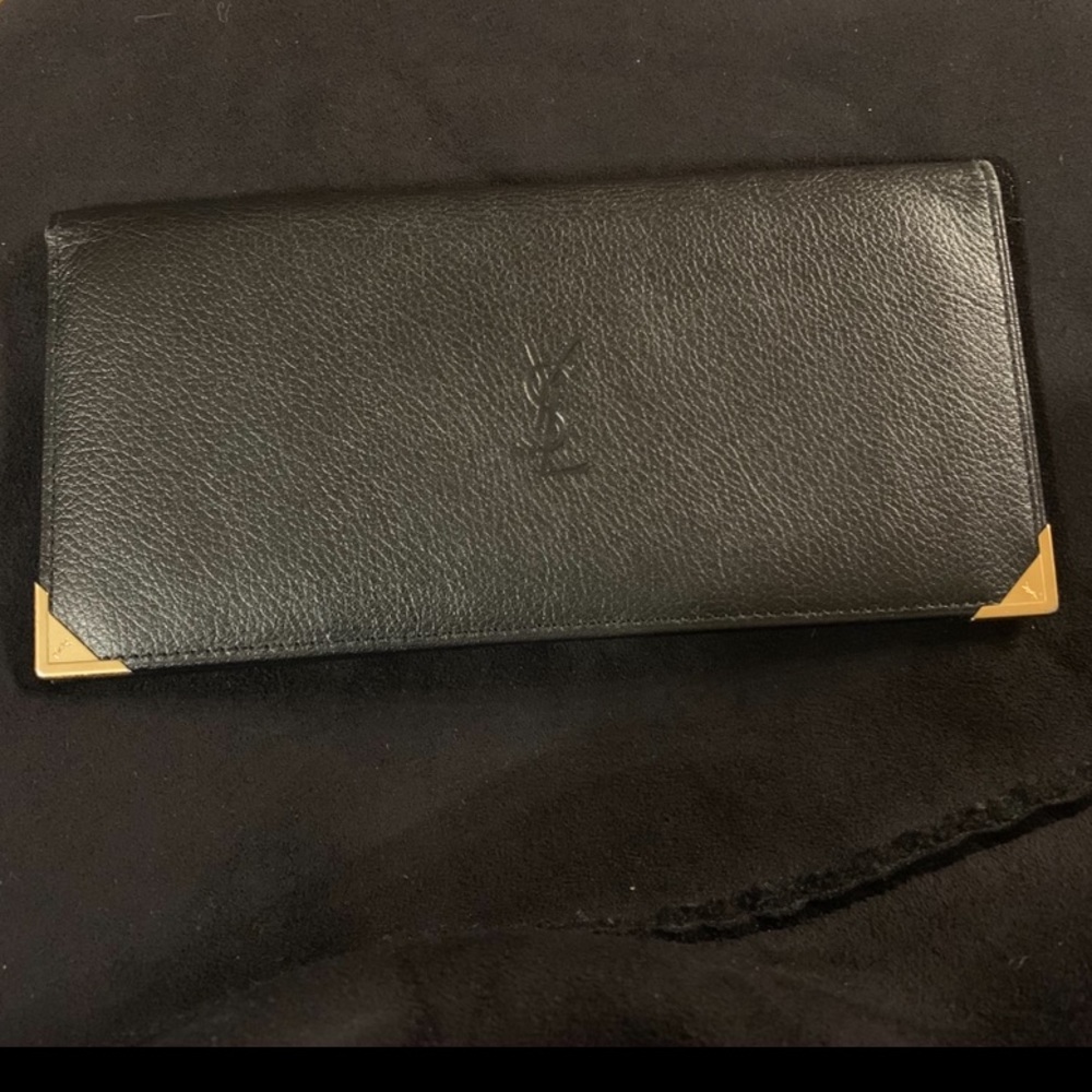Yves Saint Lauren Black‎ Leather and Gold Wallet - Picture 1 of 7